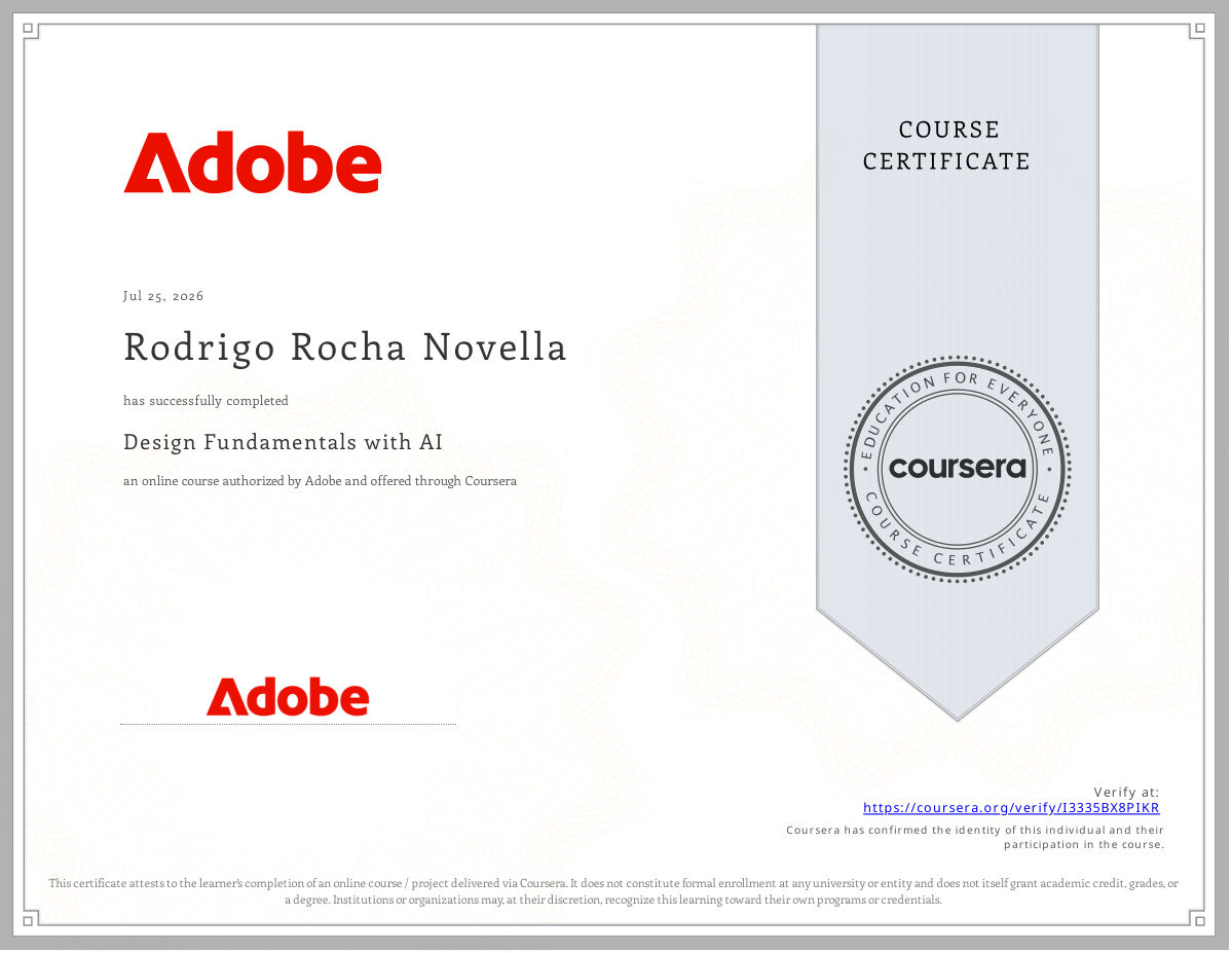 Certificate: Design Fundamentals with AI, Adobe via Coursera